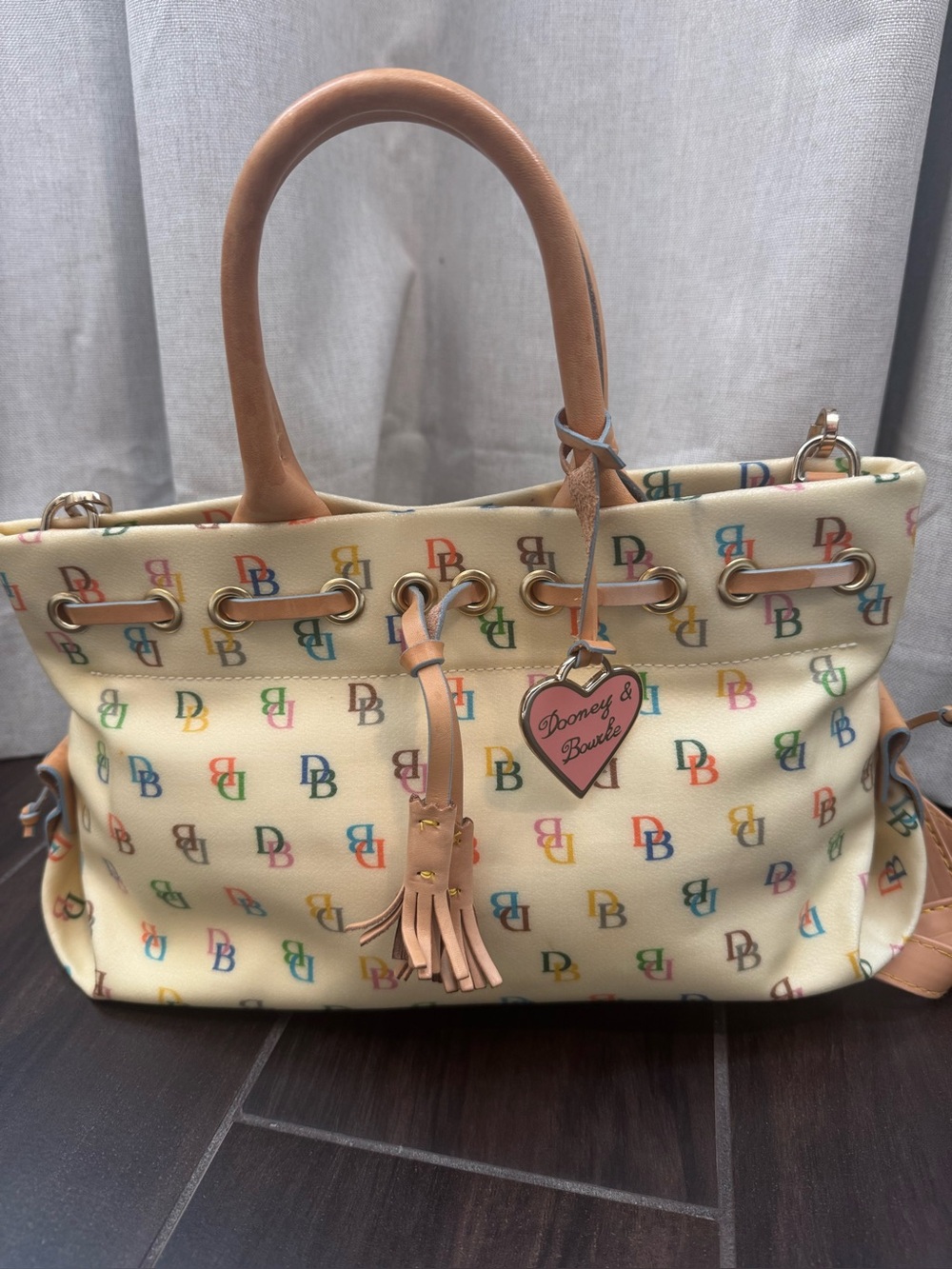 Dooney & Bourke Vintage Y2K Rainbow Satchel Tote Monogram It Girl - Picture 1 of 13